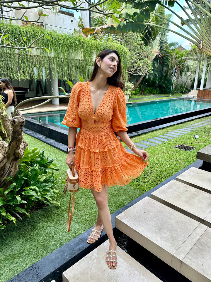 Akshita Lohani in our Serena Orange Dress