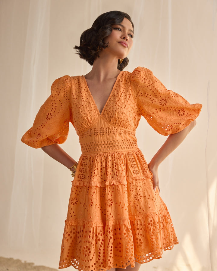 Akshita Lohani in our Serena Orange Dress