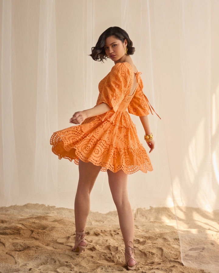 Akshita Lohani in our Serena Orange Dress