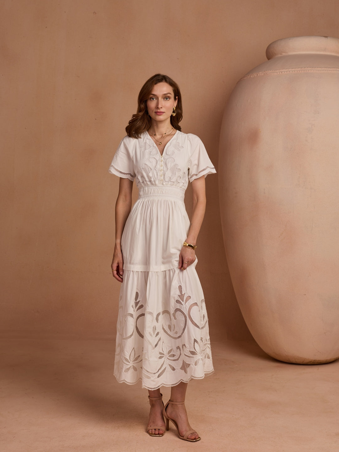 white cut work dress Ava Cutwork Dress Style Island
