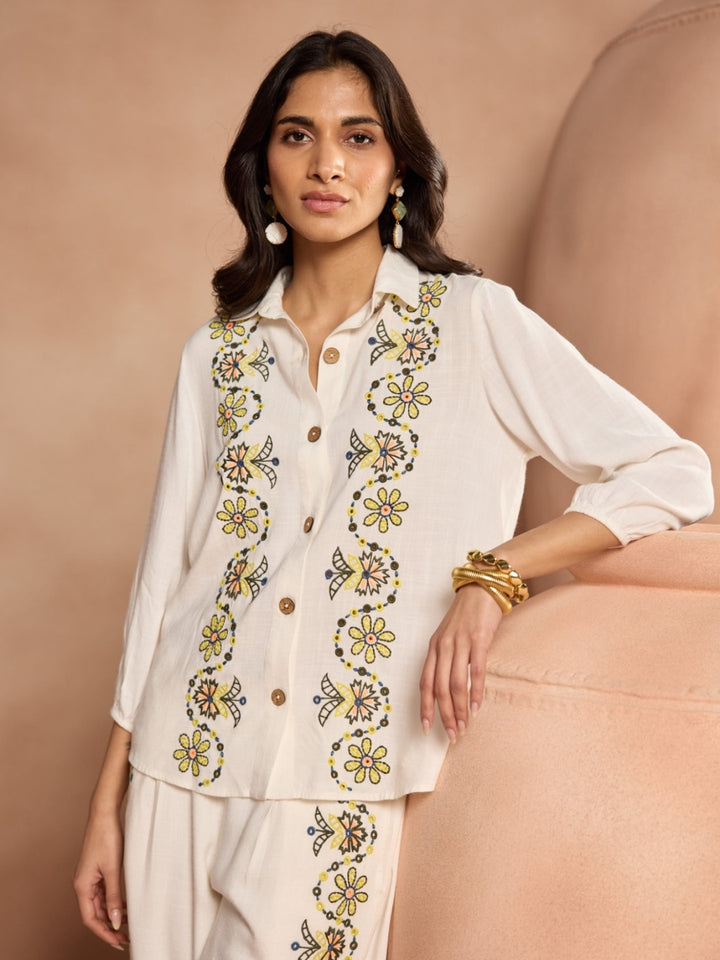 Rupa Ramani in our Rhea Embroidered Shirt