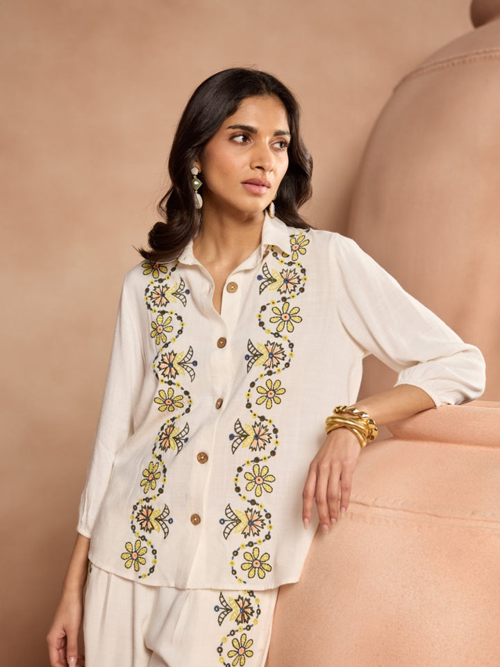 Rupa Ramani in our Rhea Embroidered Shirt