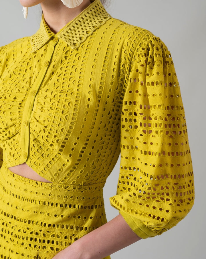 Anisha Sethi in our Thea Lime Dress