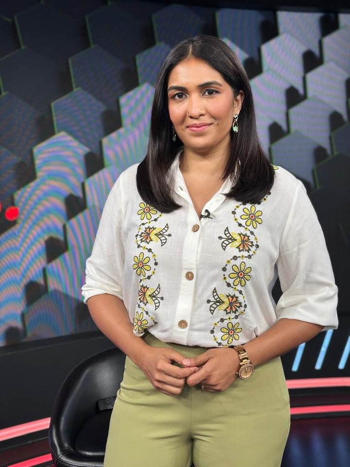 Rupa Ramani in our Rhea Embroidered Shirt
