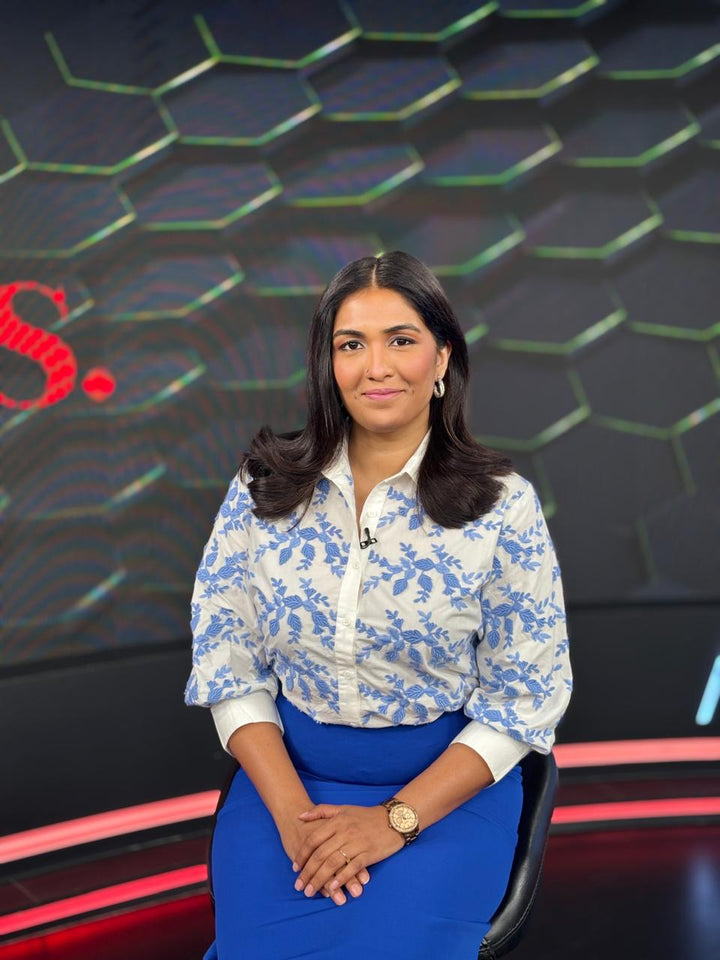 Rupa Ramani in our Faye Floral Embroidered Shirt