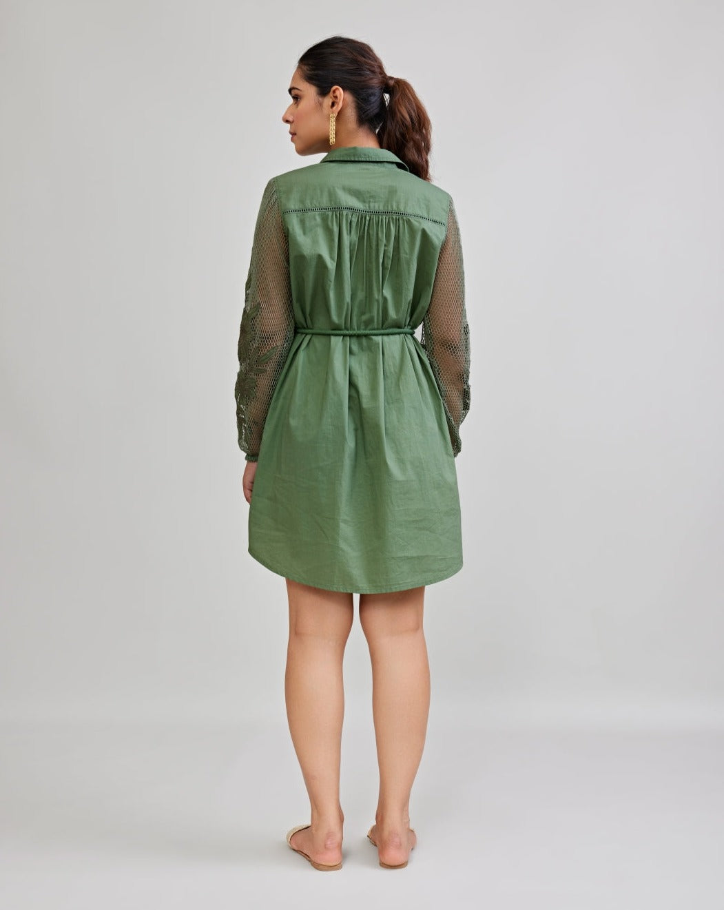 Olive Oasis Appliqué Dress