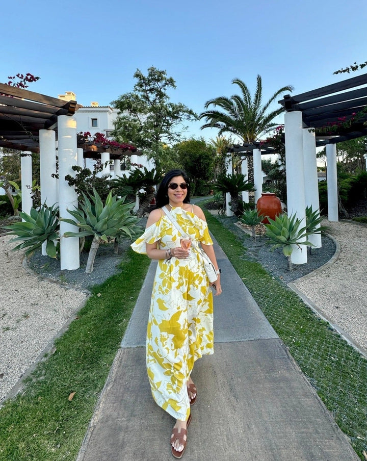 Sanjan Batra In Our Yellow Floral Jumpsuit