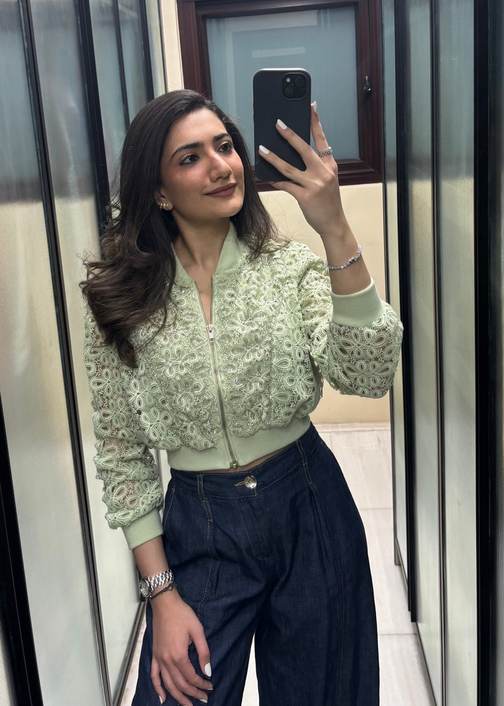 Tushita Mehta in Amber Lace Jacket