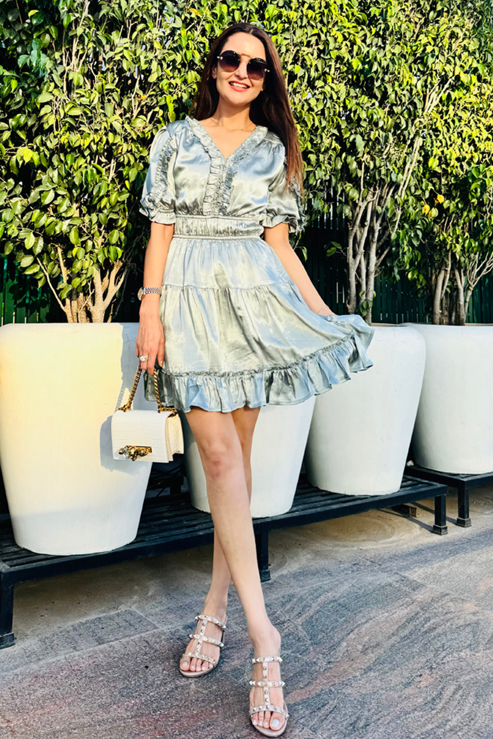Dipti Dhillon In Our Eden Ruffle Dress