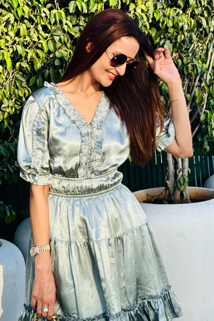 Dipti Dhillon In Our Eden Ruffle Dress