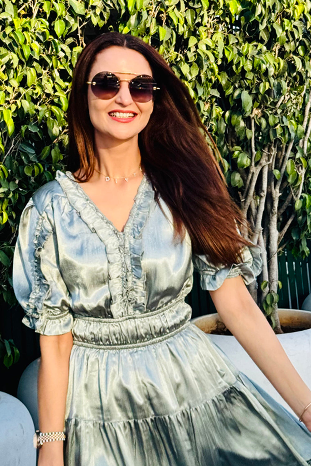 Dipti Dhillon In Our Eden Ruffle Dress