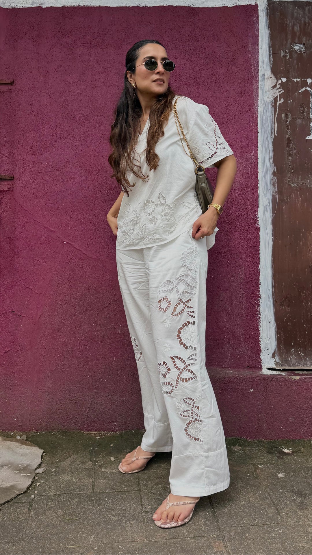 Urmi Daga in our Monica Cutwork Embroidered Pants
