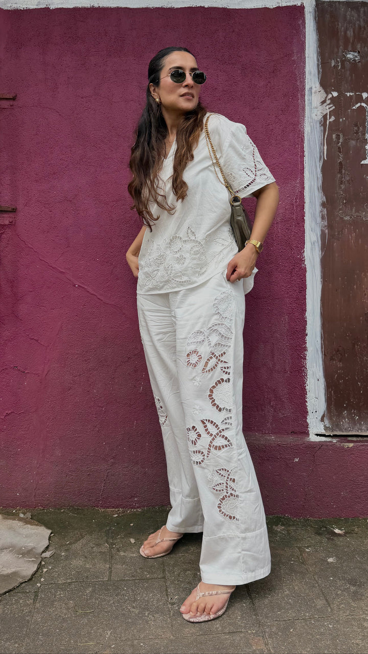 Urmi Daga in our Monica Cutwork Embroidered Pants