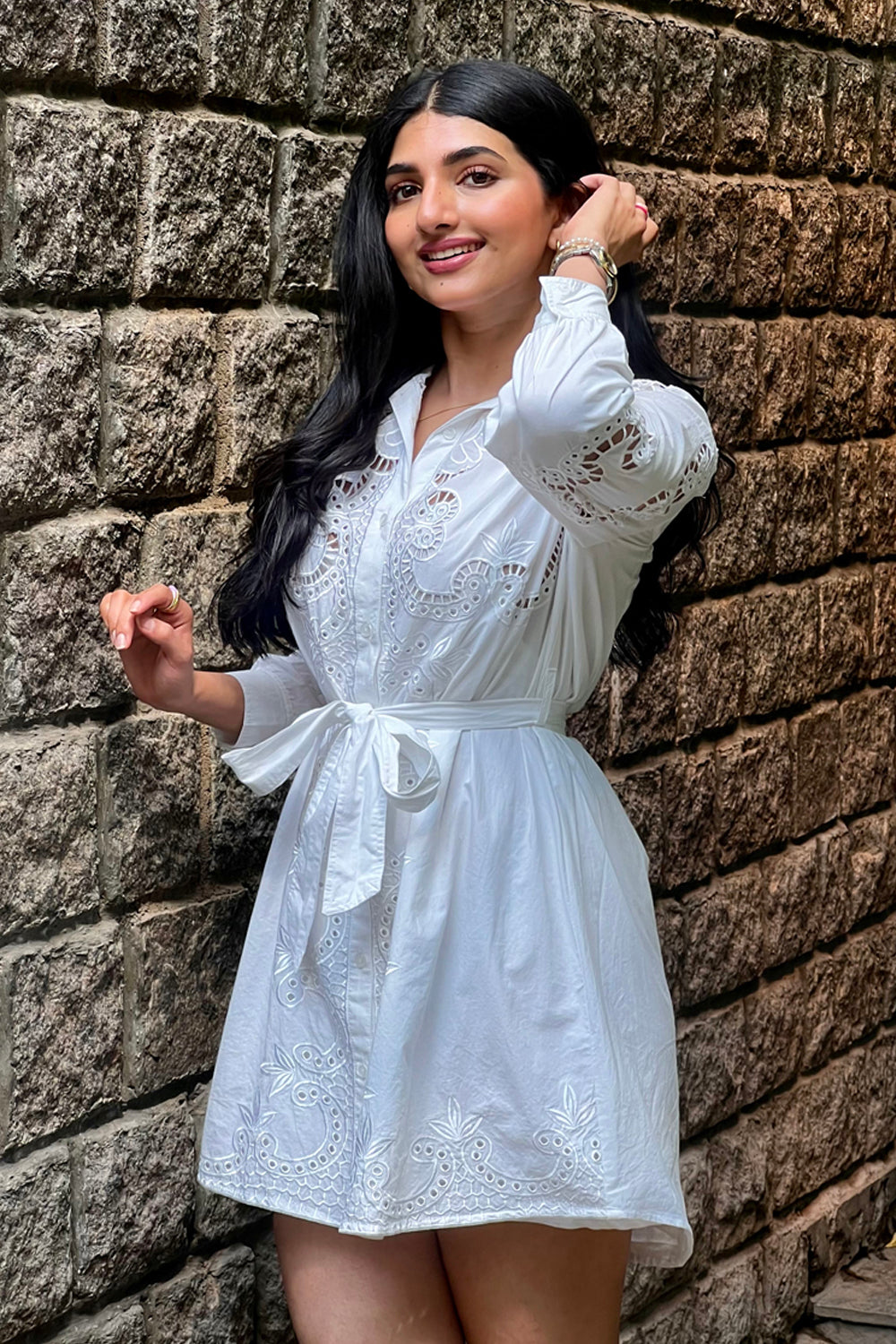 Esha Rao In Our Paige Cut-Work Dress – Style Island