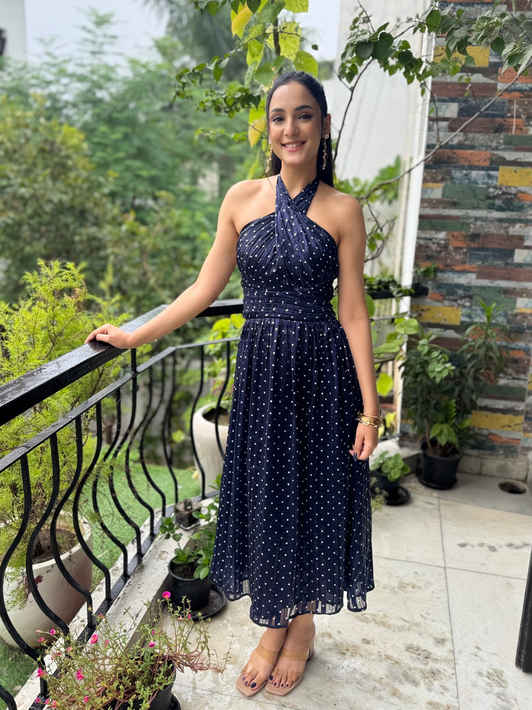 Aayushi Dholakia in our Suzanne Polka Dot Dress