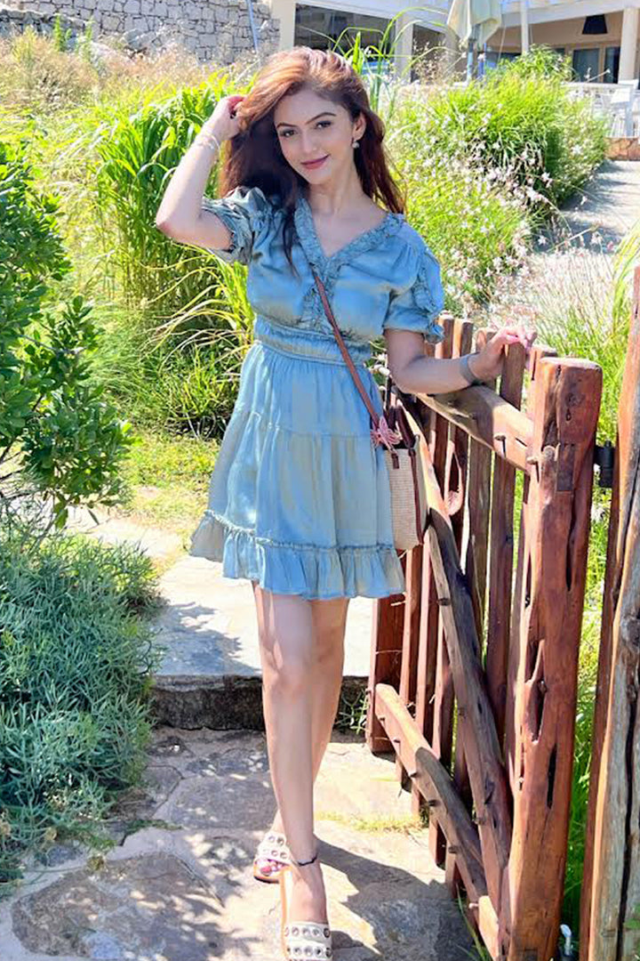 Karina Jalan in Our Eden Ruffle Dress