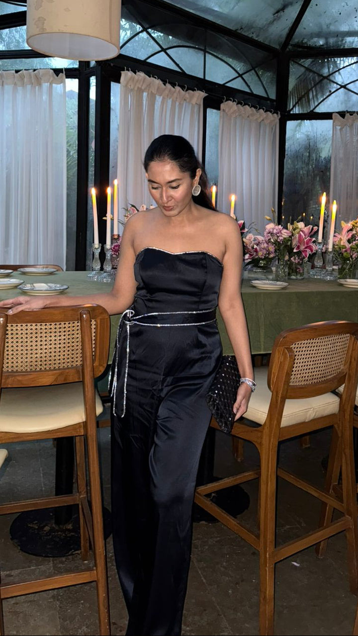 Ridhima Dhawan in our Clara Satin Jumpsuit