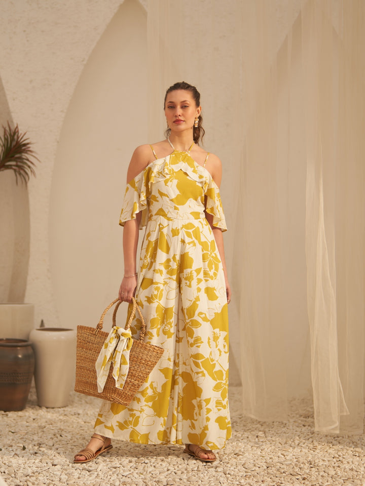 Sanjan Batra In Our Yellow Floral Jumpsuit