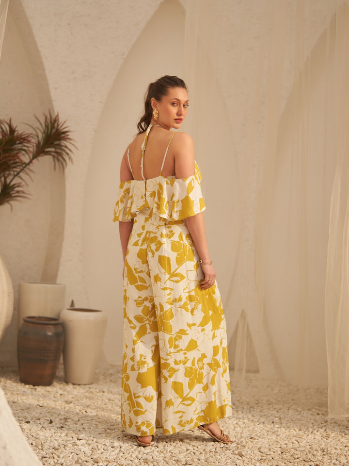 Sanjan Batra In Our Yellow Floral Jumpsuit