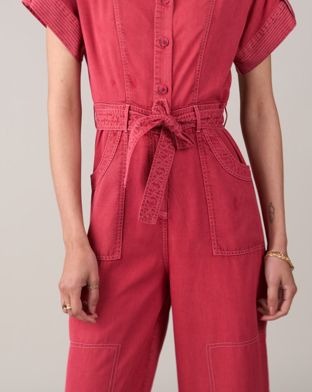 Tushita Mehta In Our Adele Red Jumpsuit