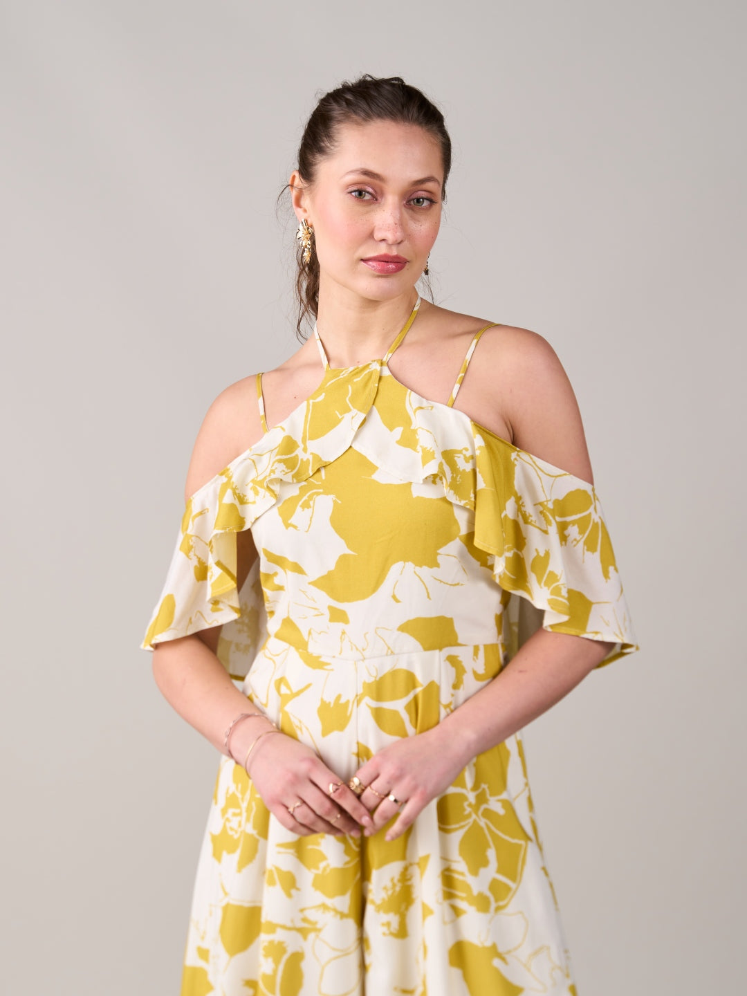 Sanjan Batra In Our Yellow Floral Jumpsuit