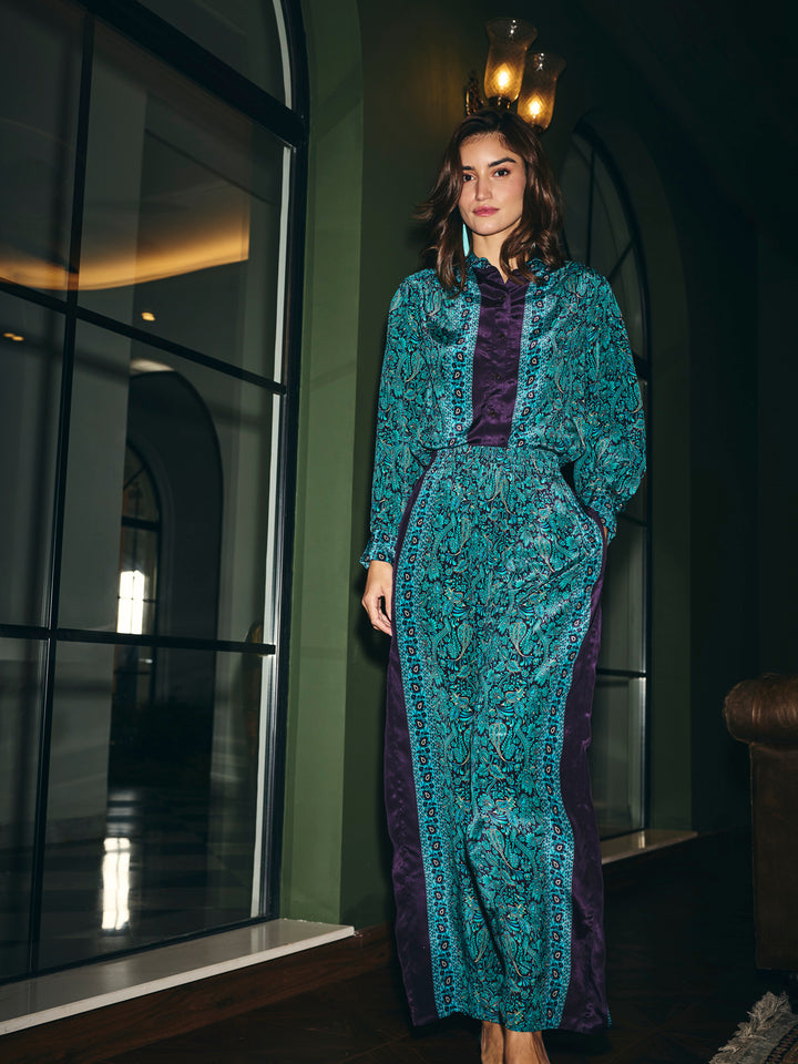 Rhea Kalra in our Lisa Mulberry Printed Shirt