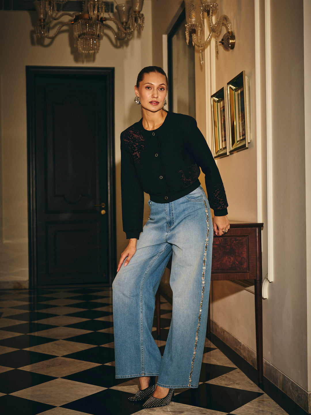 Clara High Waist Embellished Denim