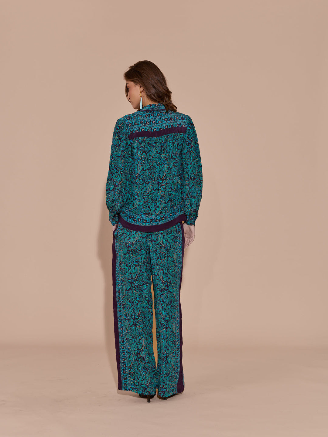 Rhea Kalra in our Lisa Mulberry Printed Shirt
