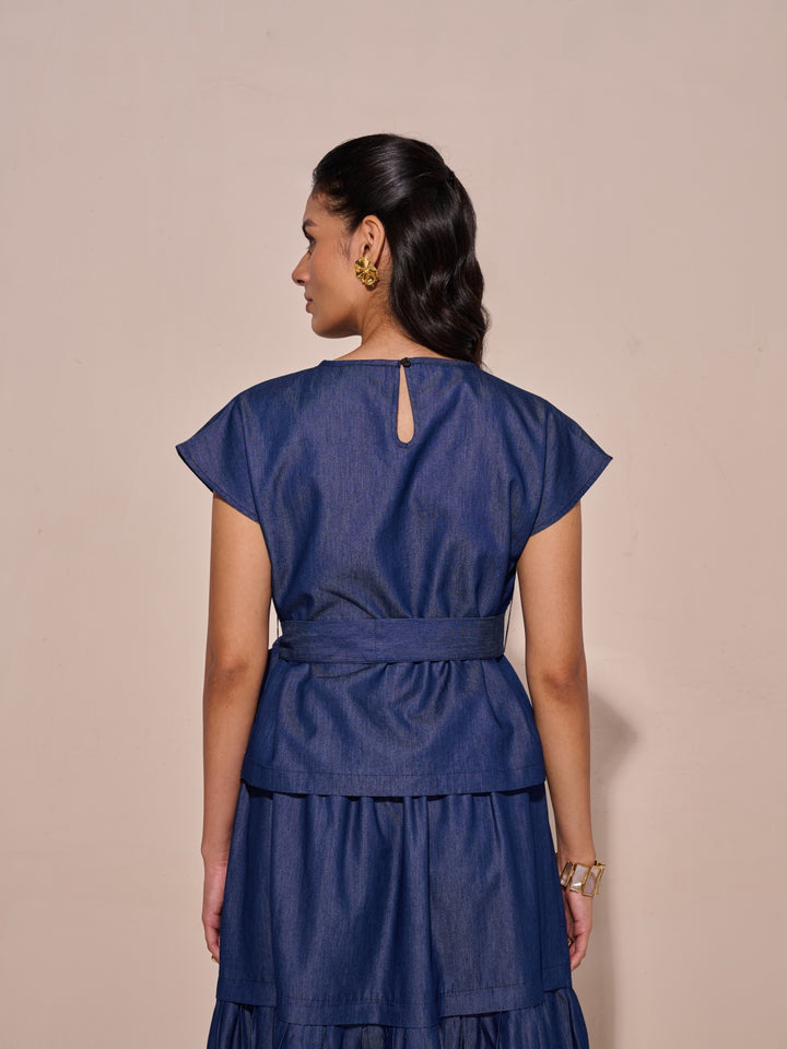 Ava Denim Cutwork Top