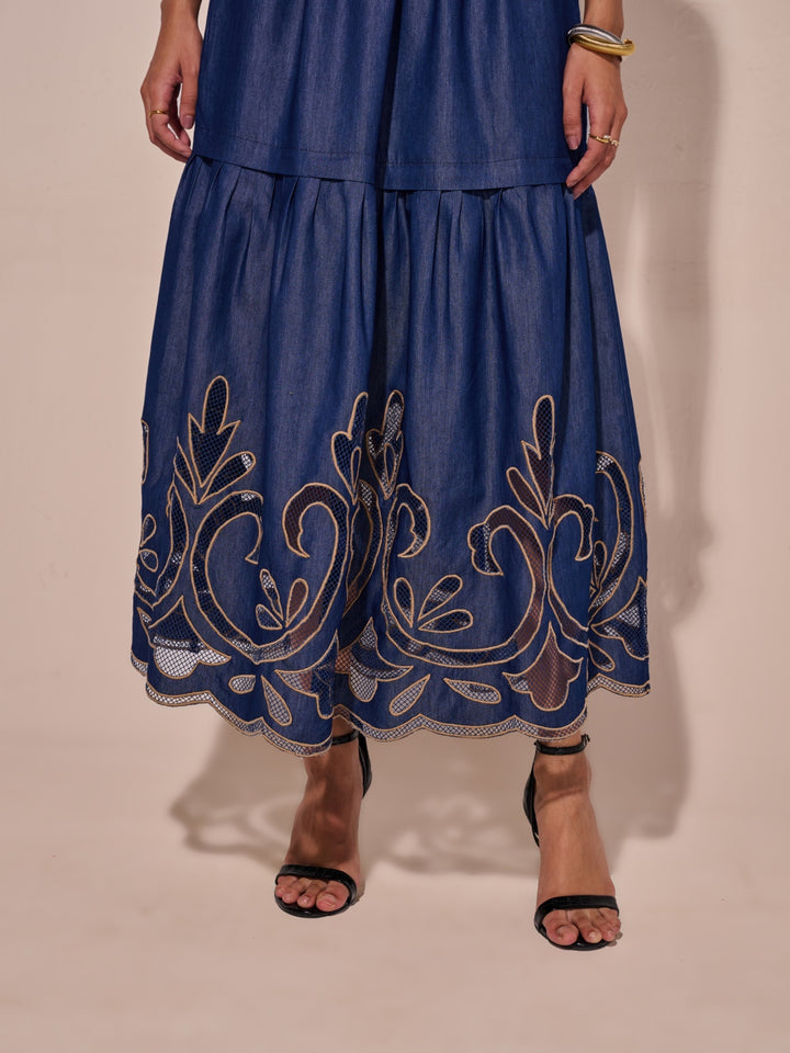 Ava Denim Cutwork Skirt
