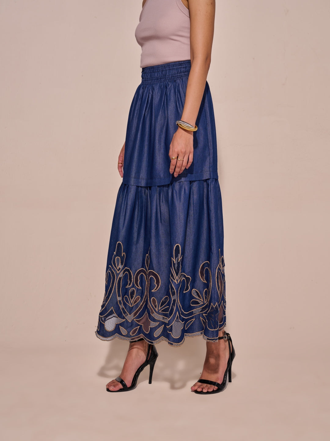 Ava Denim Cutwork Skirt