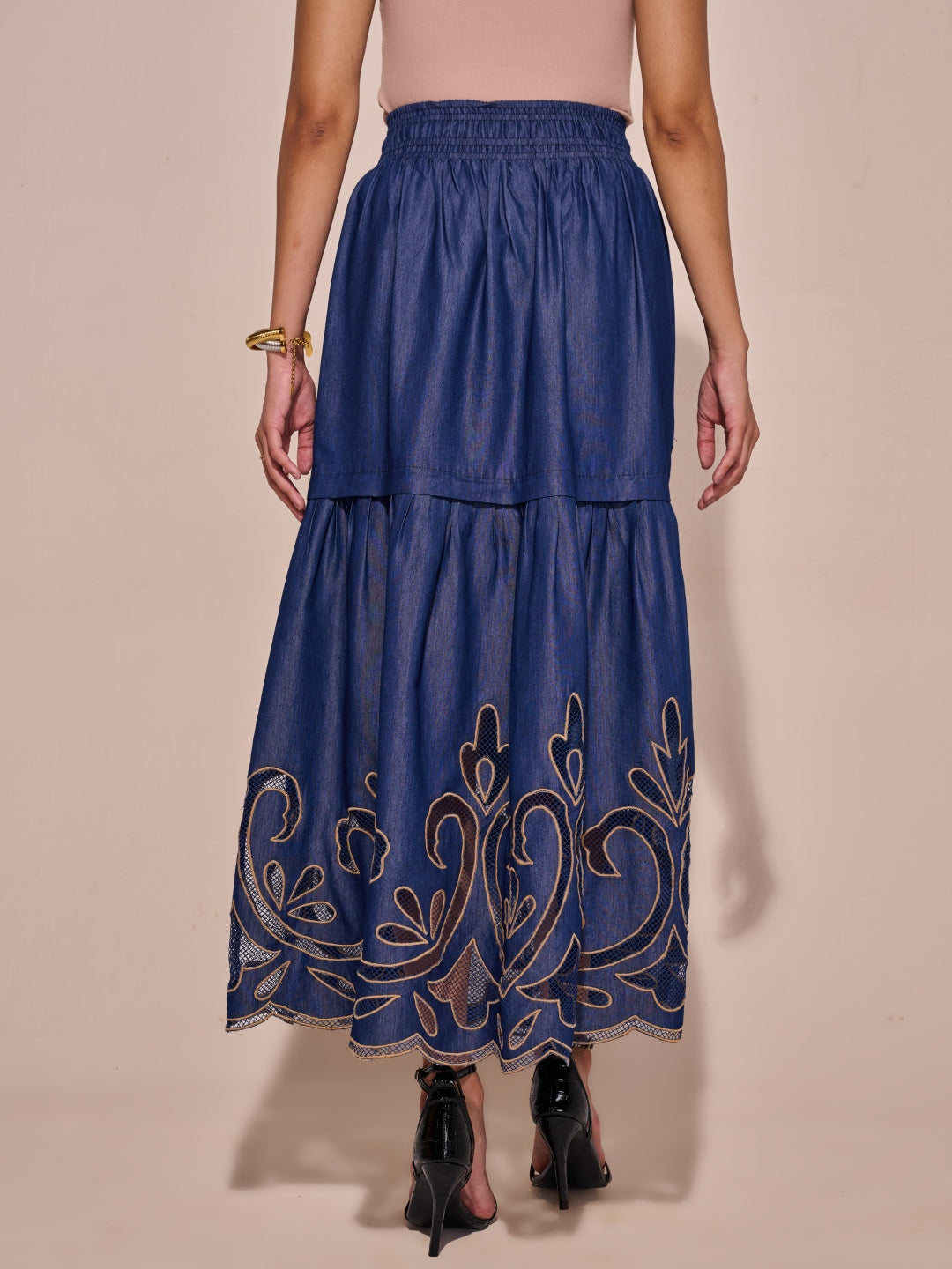 Ava Denim Cutwork Skirt