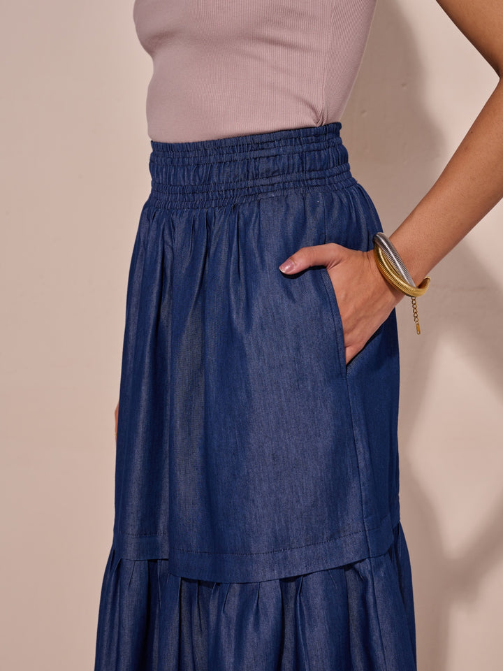 Ava Denim Cutwork Skirt