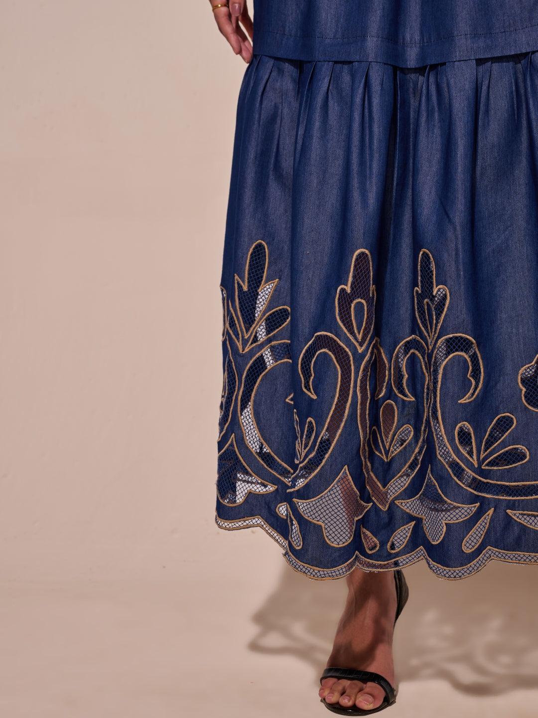Ava Denim Cutwork Skirt
