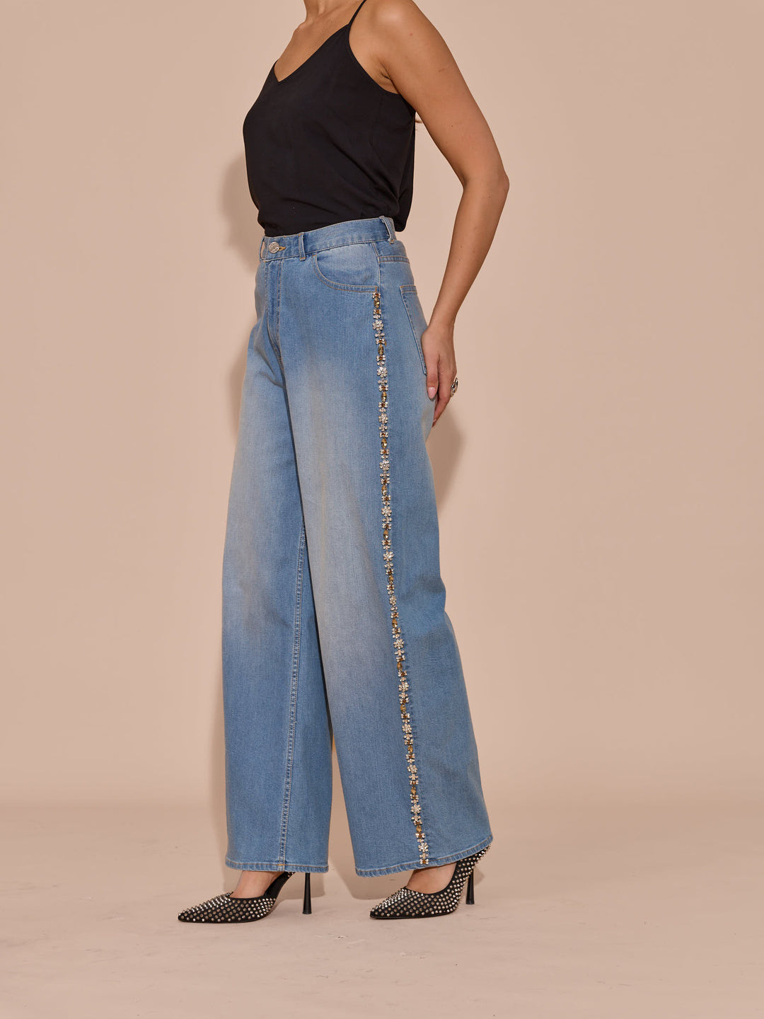 Clara High Waist Embellished Denim