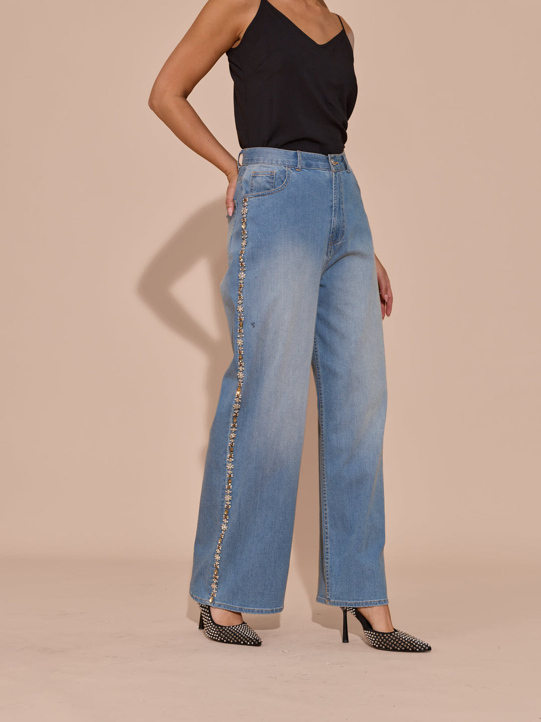 Clara High Waist Embellished Denim