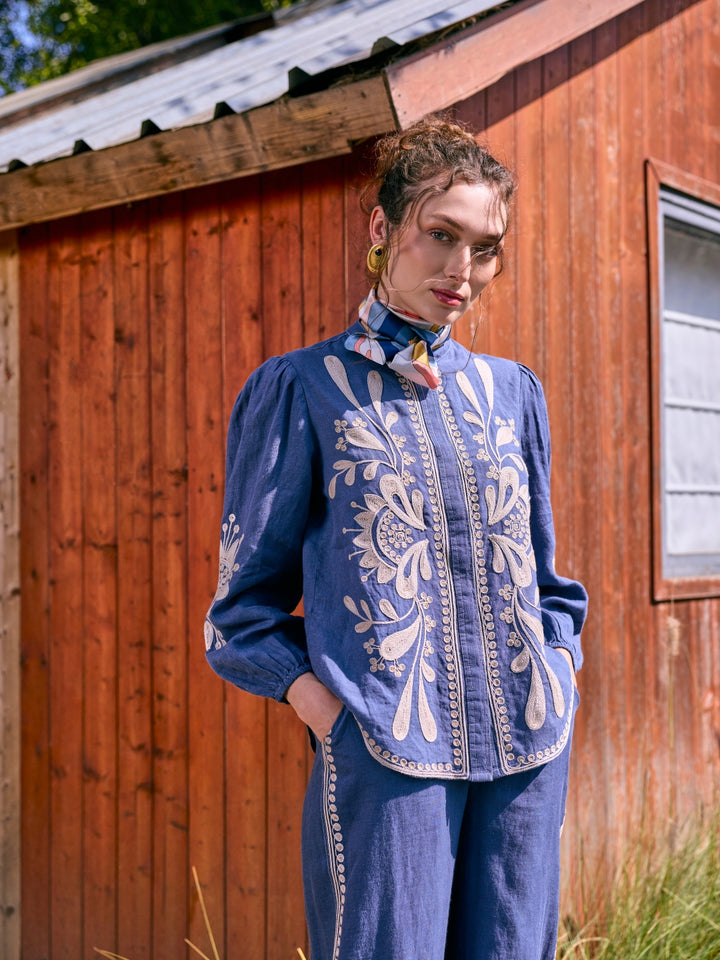 Mitali garg in our Sera 100% Linen Blouse