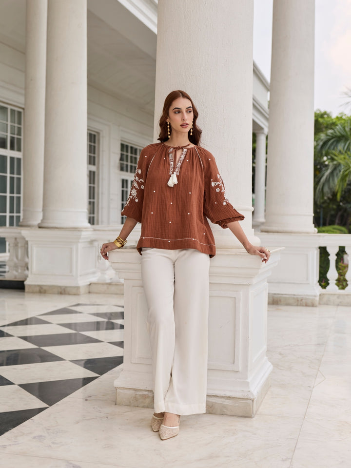 Hannah Embroidered Top