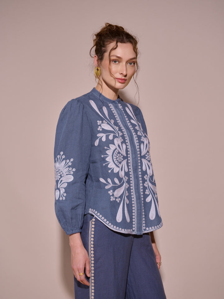 Mitali garg in our Sera 100% Linen Blouse