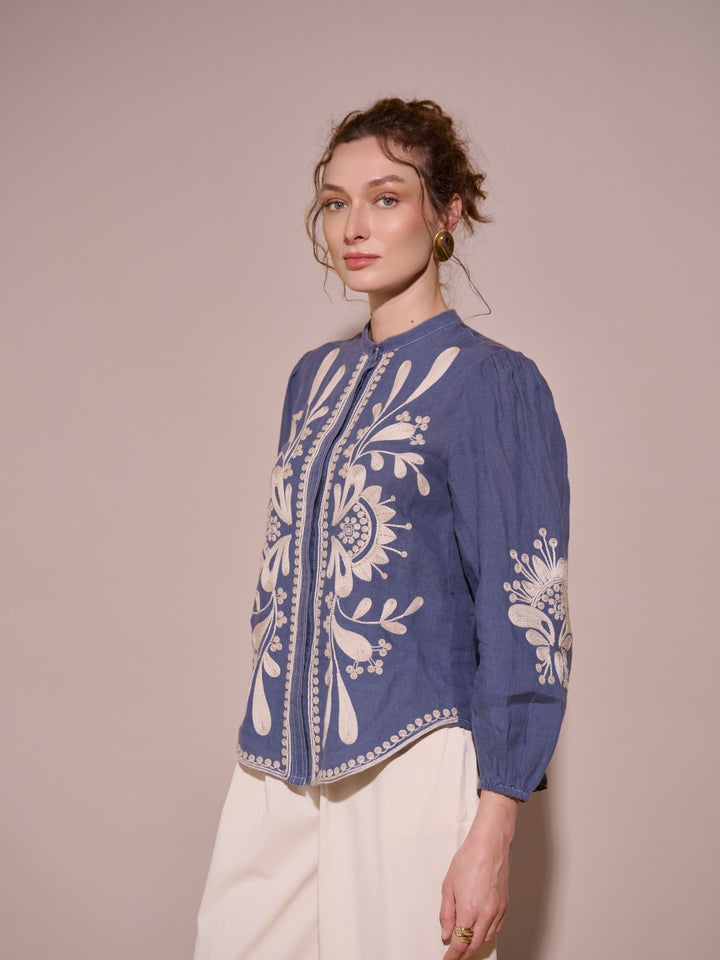 Mitali garg in our Sera 100% Linen Blouse