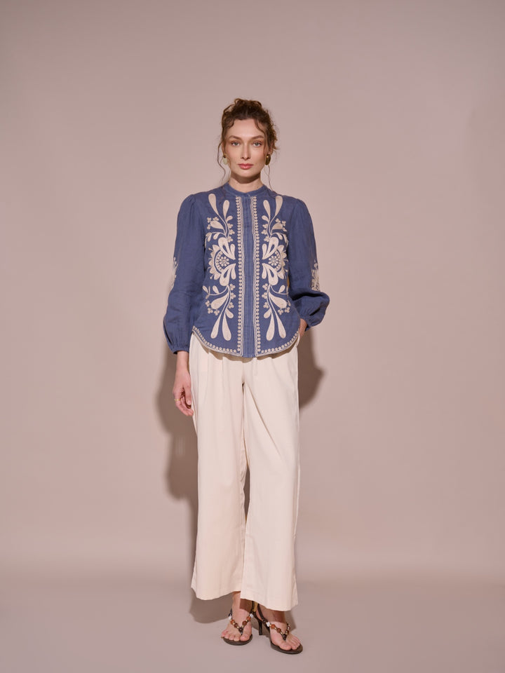 Mitali garg in our Sera 100% Linen Blouse