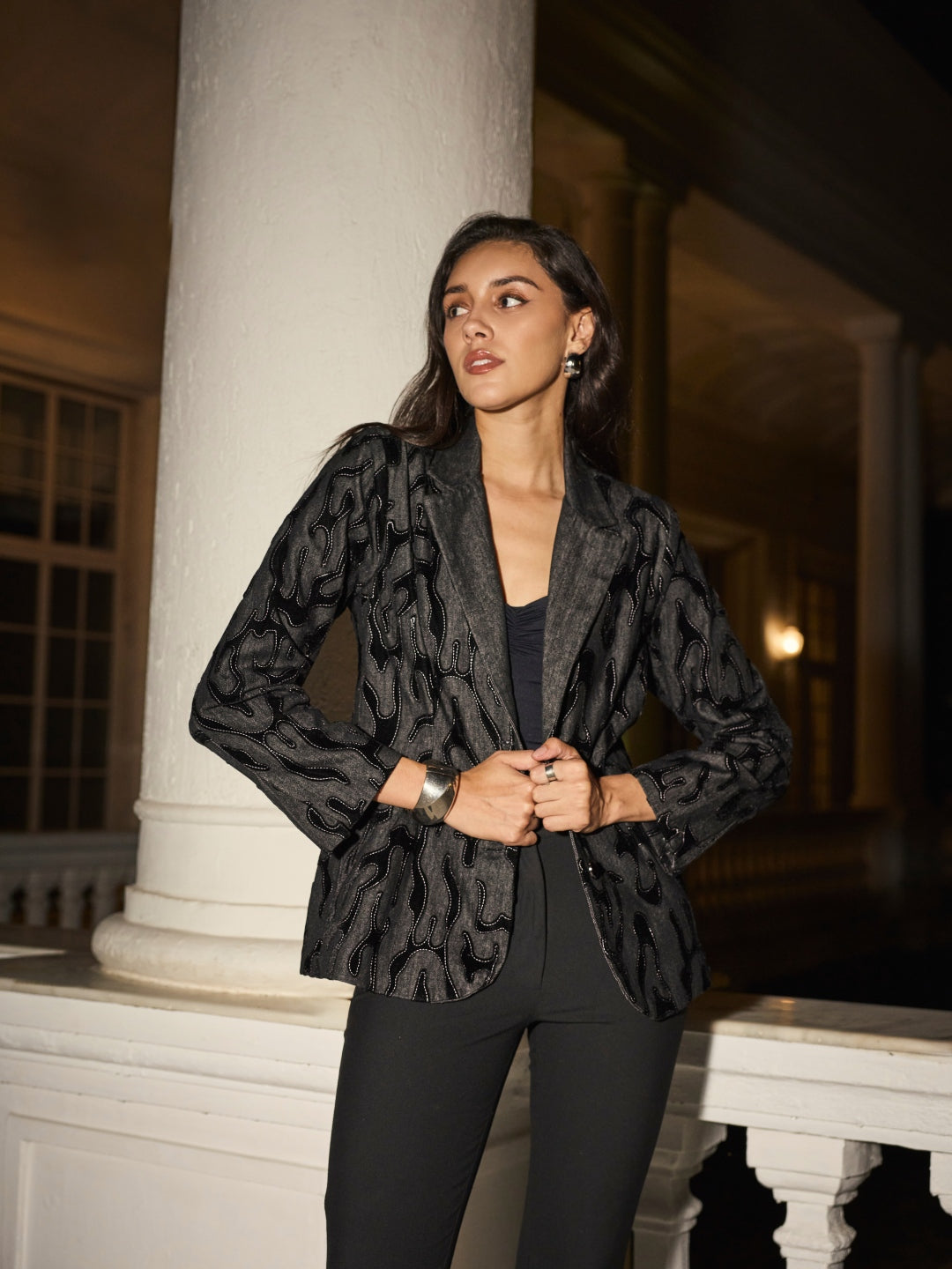 Arden Denim Velvet Blazer