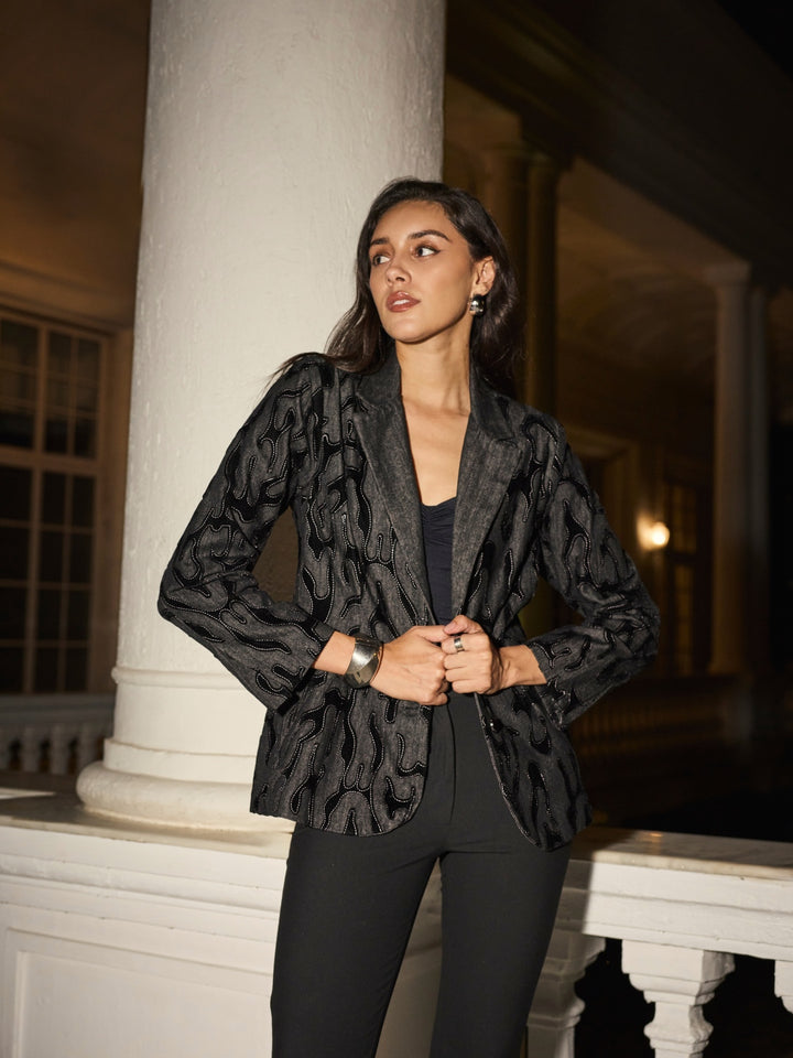 Arden Denim Velvet Blazer