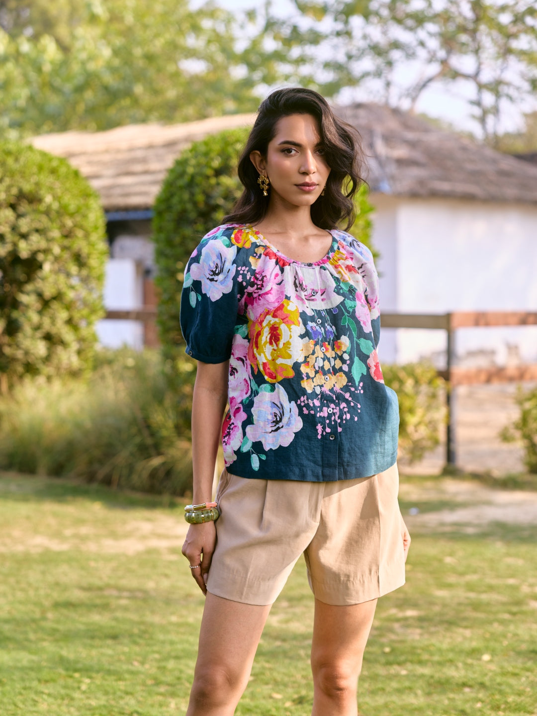 100% Linen Printed Top