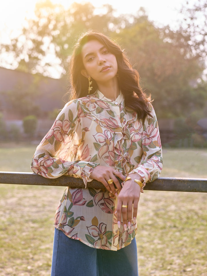 Kiara Ruffle Chiffon Top