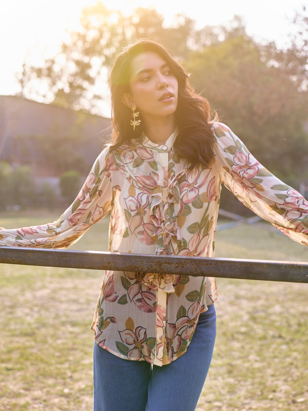 Kiara Ruffle Chiffon Top