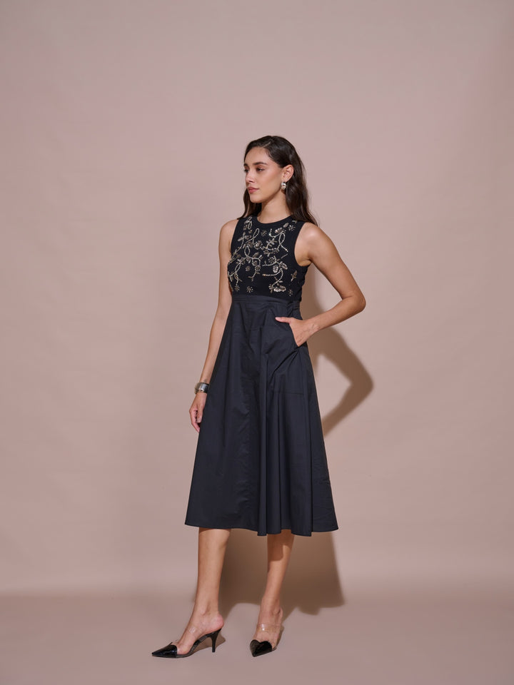 Laurel Embroidered Ribbed Dress