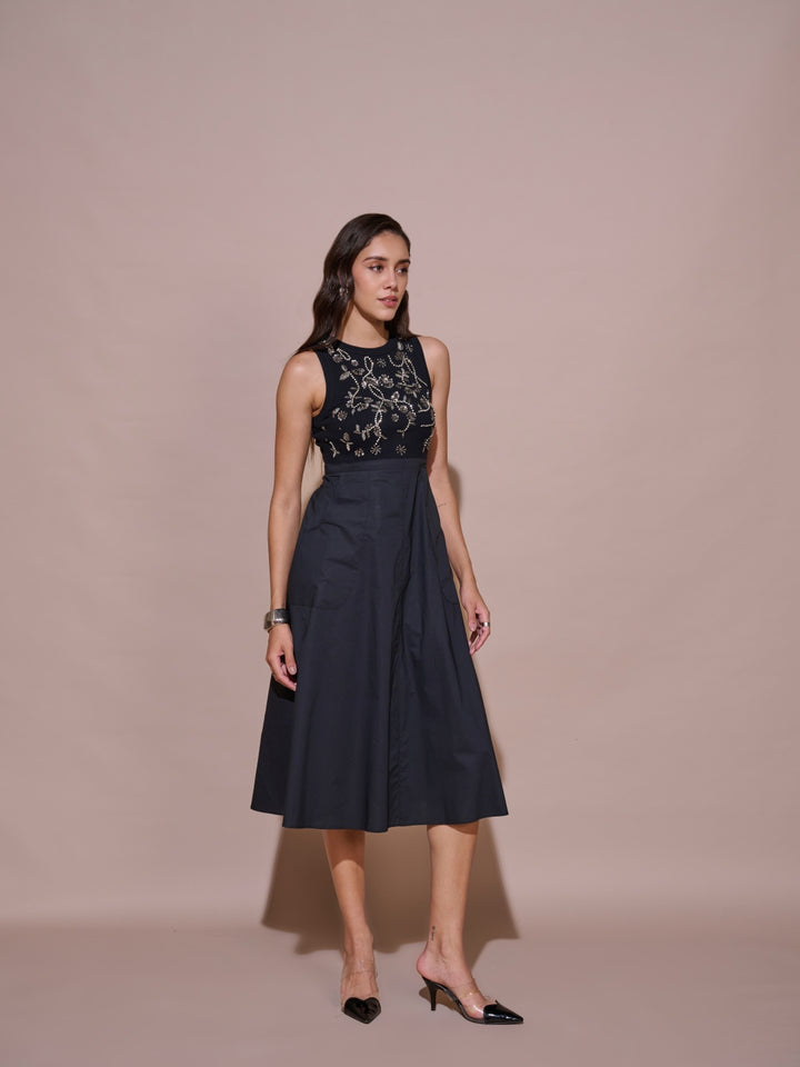 Laurel Embroidered Ribbed Dress