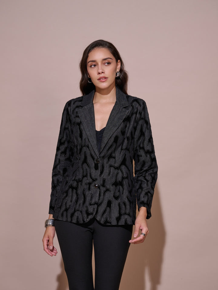 Arden Denim Velvet Blazer