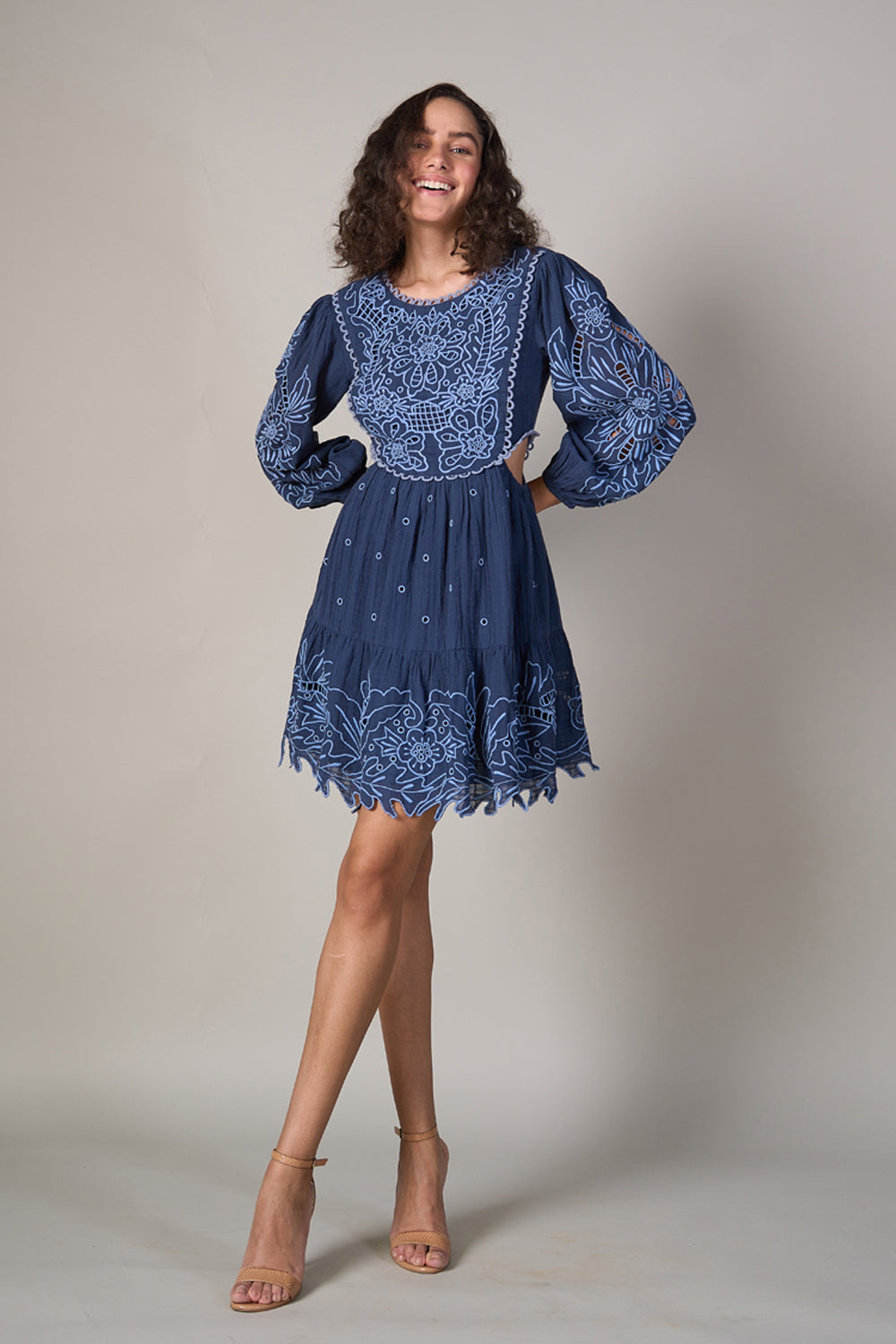 Radhica Diwan In Our Hannah Blue Embroidered Dress